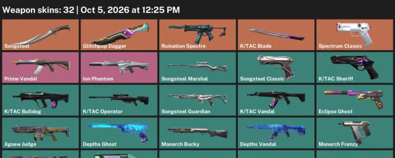 Valorant account inventory for LVL 48 · Glitchpop Dagger & K & 32 Skins Glitchpop Dagger
