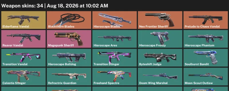 Valorant account inventory for LVL 89 · Celestia Operator & 34 Skins Blackthorn Blades