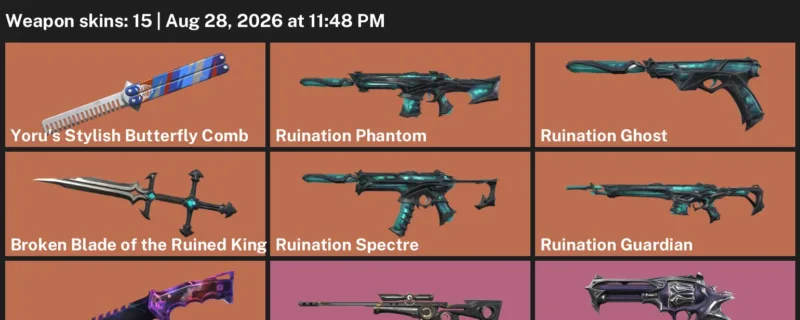 Valorant account inventory for LVL 88 · Nebula Knife & Luxe Vandal