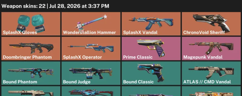 Valorant Accounts listing: LVL 27 · ATLAS // CMD Spectre & ATLAS // CMD Vandal · 22 Skins - Platinum 1, 22 skins