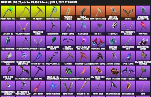 Fortnite account inventory for LVL 3840 - Victor Elite - IKONIK - 413 Outfits
