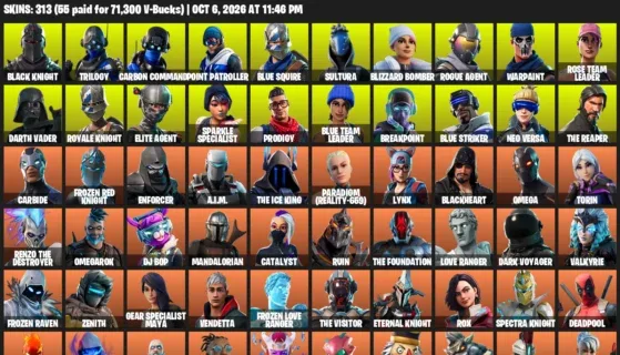 Fortnite account inventory for Black Knight - Trilogy - 120 Outfits
