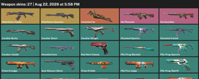 Valorant account inventory for LVL 53 · Elderflame Vandal & Elderflame Operator