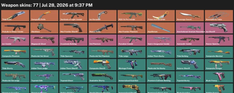 Valorant Accounts listing: LVL 196 · Composite Knife & Ion Karambit · 77 Skins - Diamond 1, 77 skins