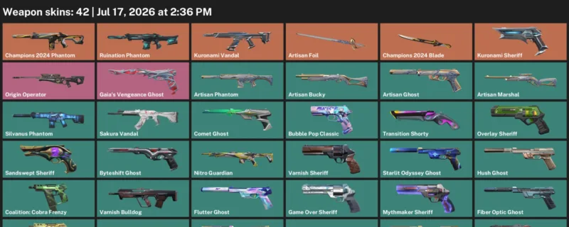 Valorant Accounts listing: LVL 309 · Champions 2024 Blade · 42 Skins - Diamond 1, 42 skins