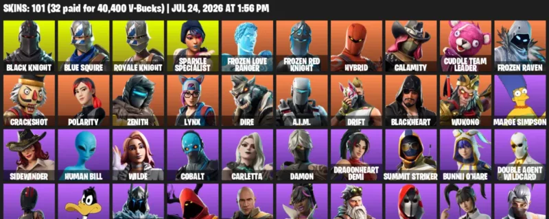 Fortnite Accounts listing: LVL 1190 - Black Knight - Blue Squire - 101 Outfits - 101 outfits