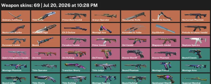 Valorant Accounts listing: LVL 254 · Kuronami no Yaiba & Nocturnum Scythe · 69 Skins - Diamond 2, 69 skins