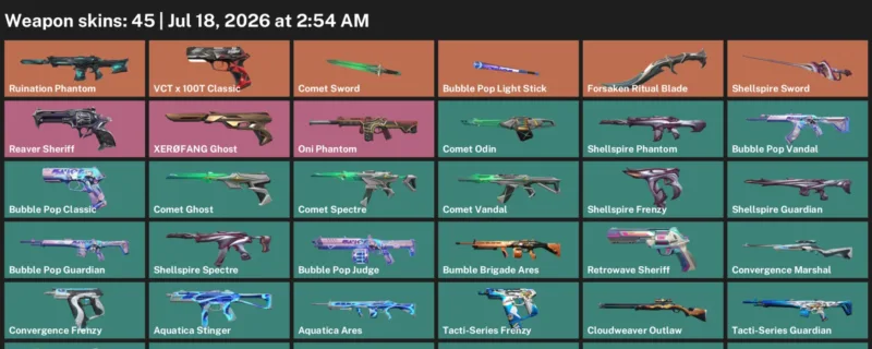 Valorant Accounts listing: LVL 48 · Comet Sword & Forsaken Ritual Blade · 45 Skins - Silver 2, 45 skins