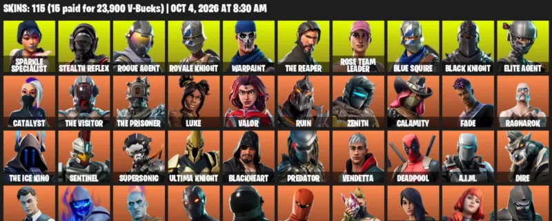 Fortnite account inventory for Sparkle Specialist - Stealth Reflex - 115 Outfits