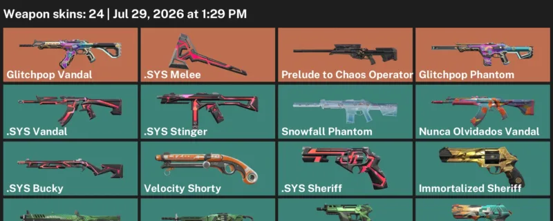 Valorant Accounts listing: LVL 129 · .SYS Melee · 24 Skins - Platinum 3, 24 skins
