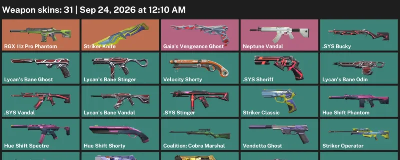 Valorant account inventory for LVL 88 · Striker Knife & Sys Vandal