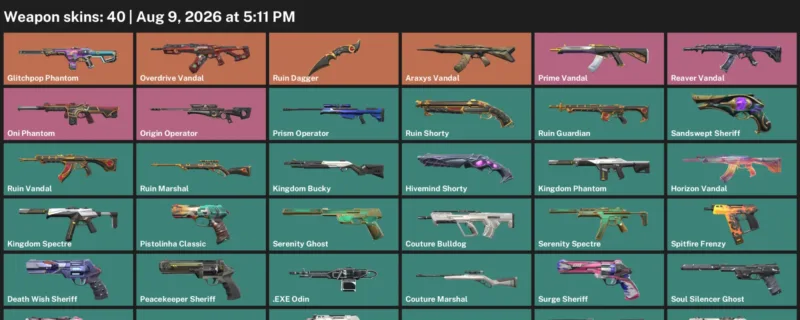 Valorant account inventory for LVL 137 · Araxys Vandal & Ruin Dagger