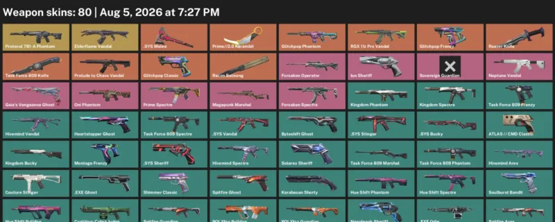 Valorant account inventory for LVL 292 · Reaver Knife & 2.0 Karambit