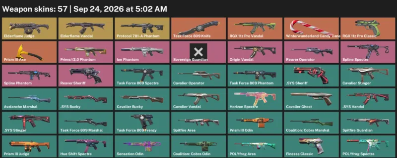 Valorant account inventory for LVL 109 · Task Force 809 Knife & Sys Vandal