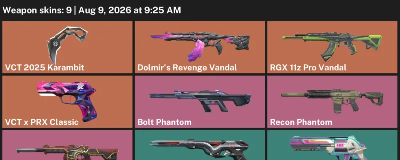 Valorant account inventory for LVL 91 · VCT 2025 Karambit & RGX 11z Pro Vandal