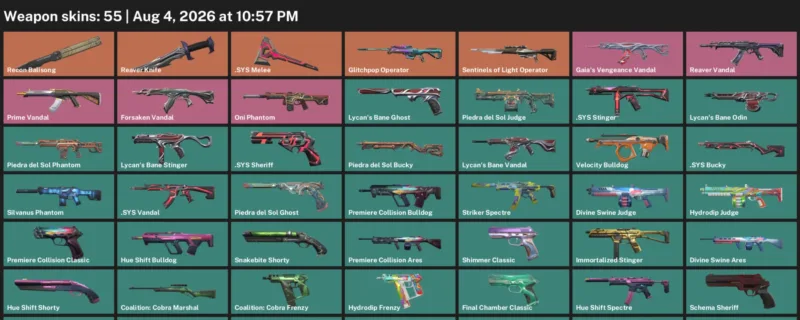 Valorant account inventory for LVL 160 · Reaver Knife & Sys Vandal