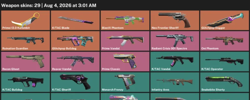Valorant account inventory for LVL 136 · Glitchpop Dagger & K & 29 Skins Glitchpop Dagger