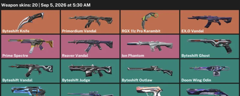 Valorant account inventory for LVL 114 · Byteshift Knife & RGX 11z Pro Karambit