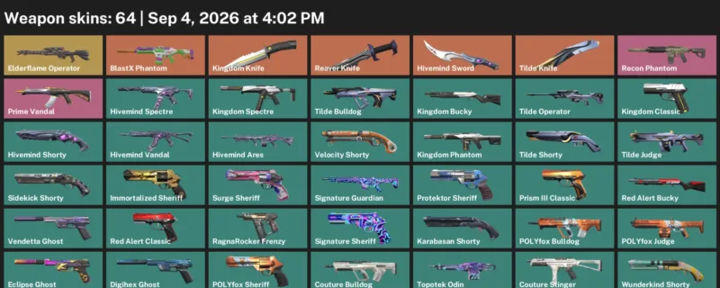 Valorant account inventory for LVL 240 · Reaver Knife & Tilde Knife