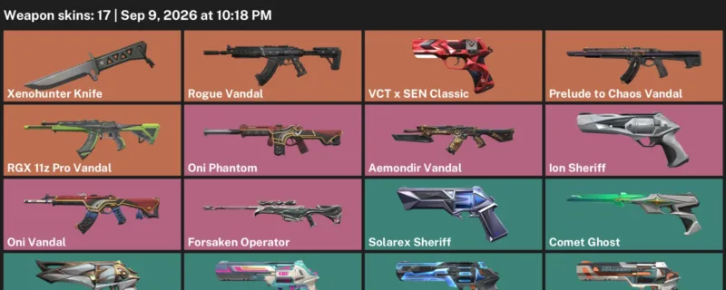 Valorant account inventory for LVL 165 · Xenohunter Knife & Ion Sheriff