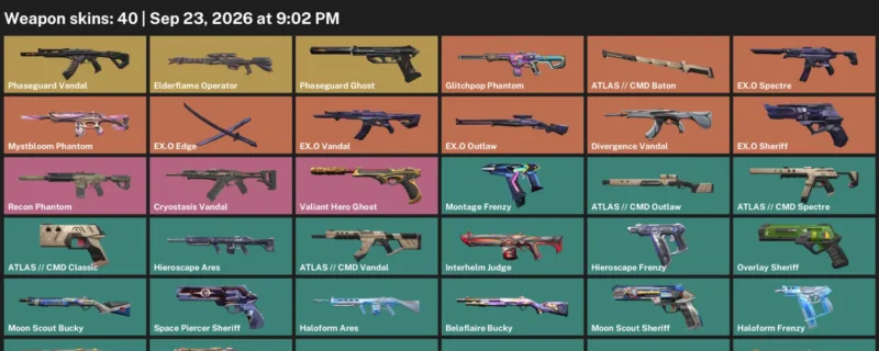 Valorant account inventory for LVL 87 · Cmd Vandal & Cmd Baton