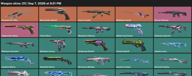 Valorant account inventory for LVL 151 · Araxys Vandal & 25 Skins Kuronami no Yaiba