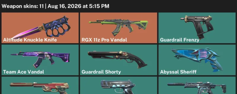 Valorant account inventory for LVL 10 · RGX 11z Pro Vandal & Altitude Knuckle Knife