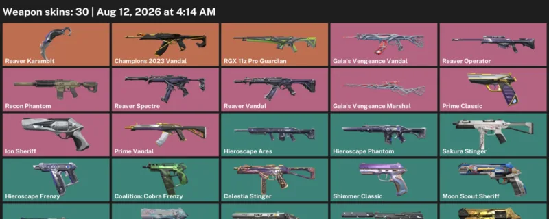 Valorant account inventory for LVL 184 · Champions 2023 Vandal & Reaver Karambit