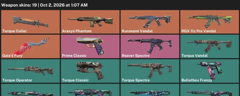 Valorant account inventory for LVL 58 · Kuronami Vandal & 19 Skins Araxys Phantom