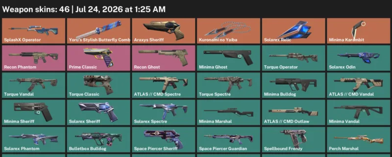 Valorant Accounts listing: LVL 52 · Kuronami no Yaiba & Minima Karambit · 46 Skins - Bronze 1, 46 skins