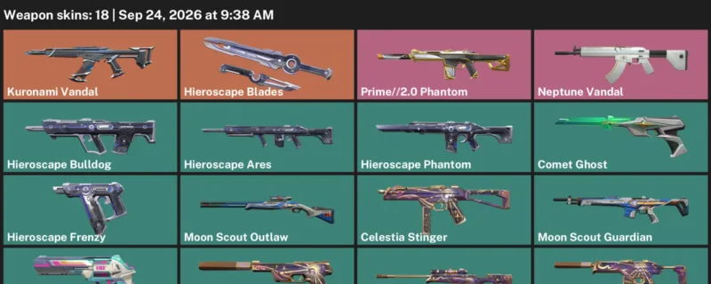 Valorant account inventory for LVL 89 · Celestia Operator & Hieroscape Blades