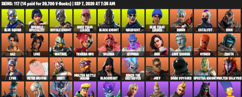Fortnite account inventory for LVL 1499 - Blue Squire - Sparkle Specialist - 117 Outfits