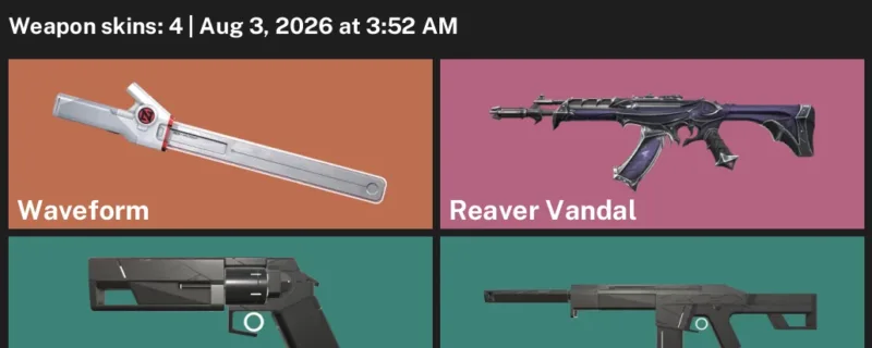 Valorant account inventory for LVL 18 · Reaver Vandal & Minima Phantom & Minima Sheriff