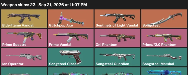 Valorant account inventory for LVL 51 · Elderflame Vandal & Ion Operator