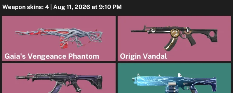 Valorant account inventory for LVL 33 · Reaver Vandal & Gaia's Vengeance Phantom & Origin Vandal