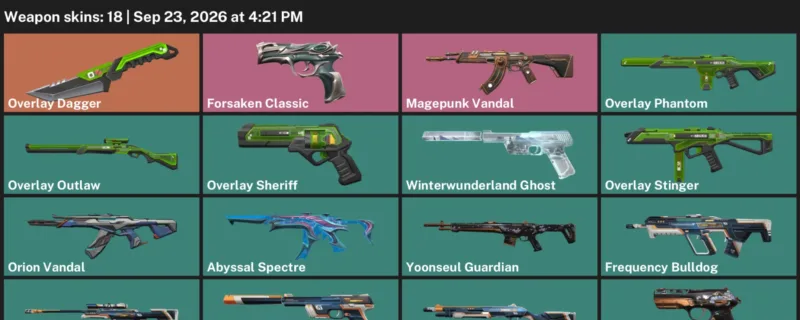 Valorant account inventory for LVL 47 · Magepunk Vandal & Overlay Dagger