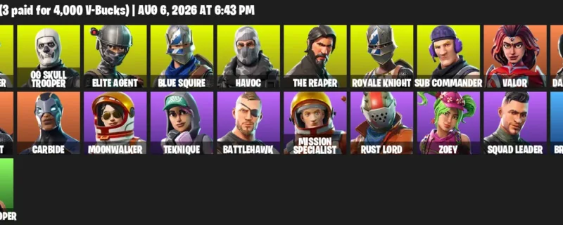 Fortnite account inventory for LVL 270 - Trailblazer - OG Skull Trooper - 21 Outfits