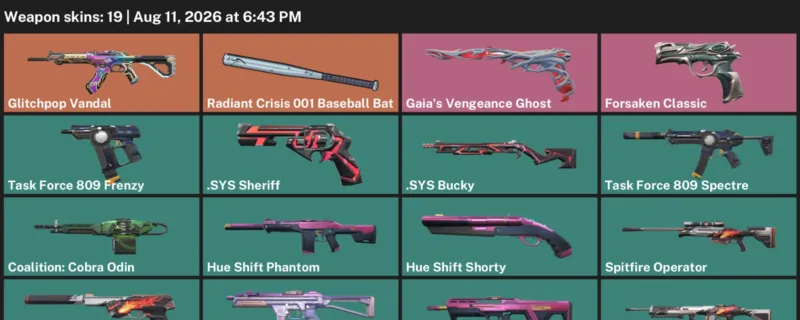 Valorant account inventory for LVL 25 · Glitchpop Vandal & Sys Sheriff