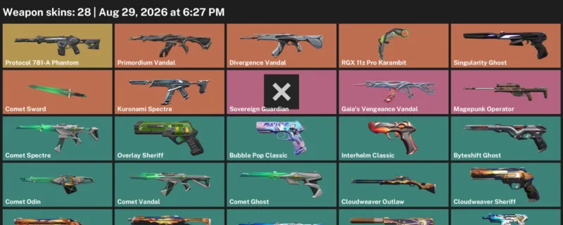 Valorant account inventory for LVL 146 · RGX 11z Pro Karambit & Cloudweaver Sheriff