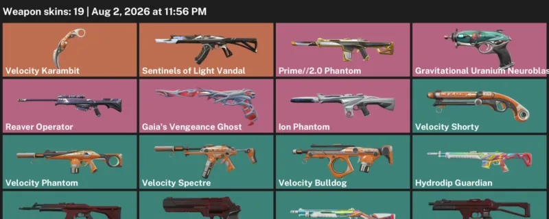 Valorant account inventory for LVL 95 · Velocity Karambit & Ion Phantom