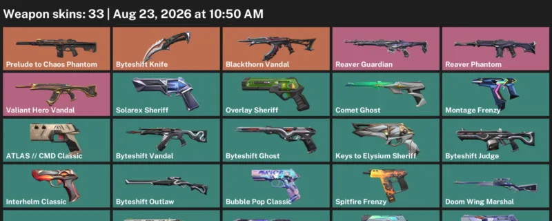 Valorant account inventory for LVL 265 · Byteshift Knife & Byteshift Vandal