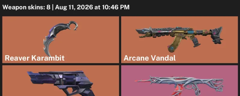 Valorant account inventory for LVL 68 · Reaver Karambit & Arcane Vandal