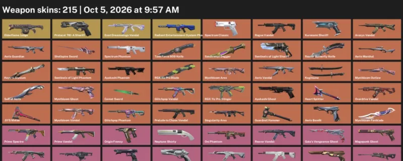 Valorant account inventory for LVL 252 · RGX 11z Pro Blade & Reaver Butterfly Knife