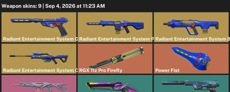 Valorant account inventory for LVL 98 · RGX 11z Pro Firefly & Gaia's Vengeance Vandal