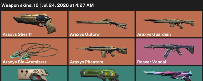 Valorant Accounts listing: LVL 109 · Araxys Bio-Atomizers & Araxys Guardian · 10 Skins - Bronze 2, 10 skins