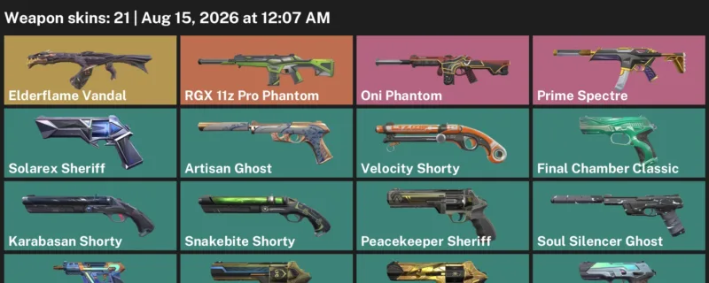 Valorant account inventory for LVL 206 · Elderflame Vandal & Death Wish Sheriff