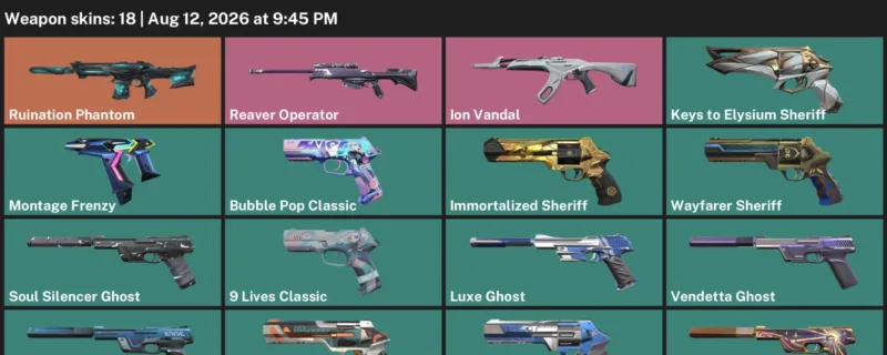 Valorant account inventory for LVL 256 · Ion Vandal & Immortalized Sheriff