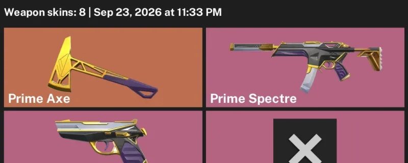 Valorant account inventory for LVL 1 · Prime Vandal & Prime Axe