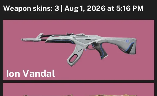 Valorant account inventory for LVL 16 · Ion Vandal & Prime Guardian & 3 Skins Ion Vandal