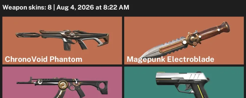 Valorant account inventory for LVL 114 · 8 Skins ChronoVoid Phantom & ChronoVoid Phantom & Hush Ghost
